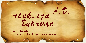Aleksija Dubovac vizit kartica